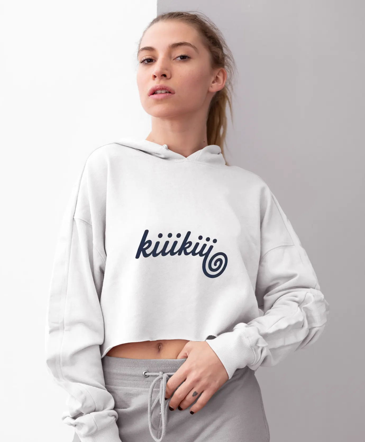 Kiiikiii Swirl Logo Cropped Hoodie
