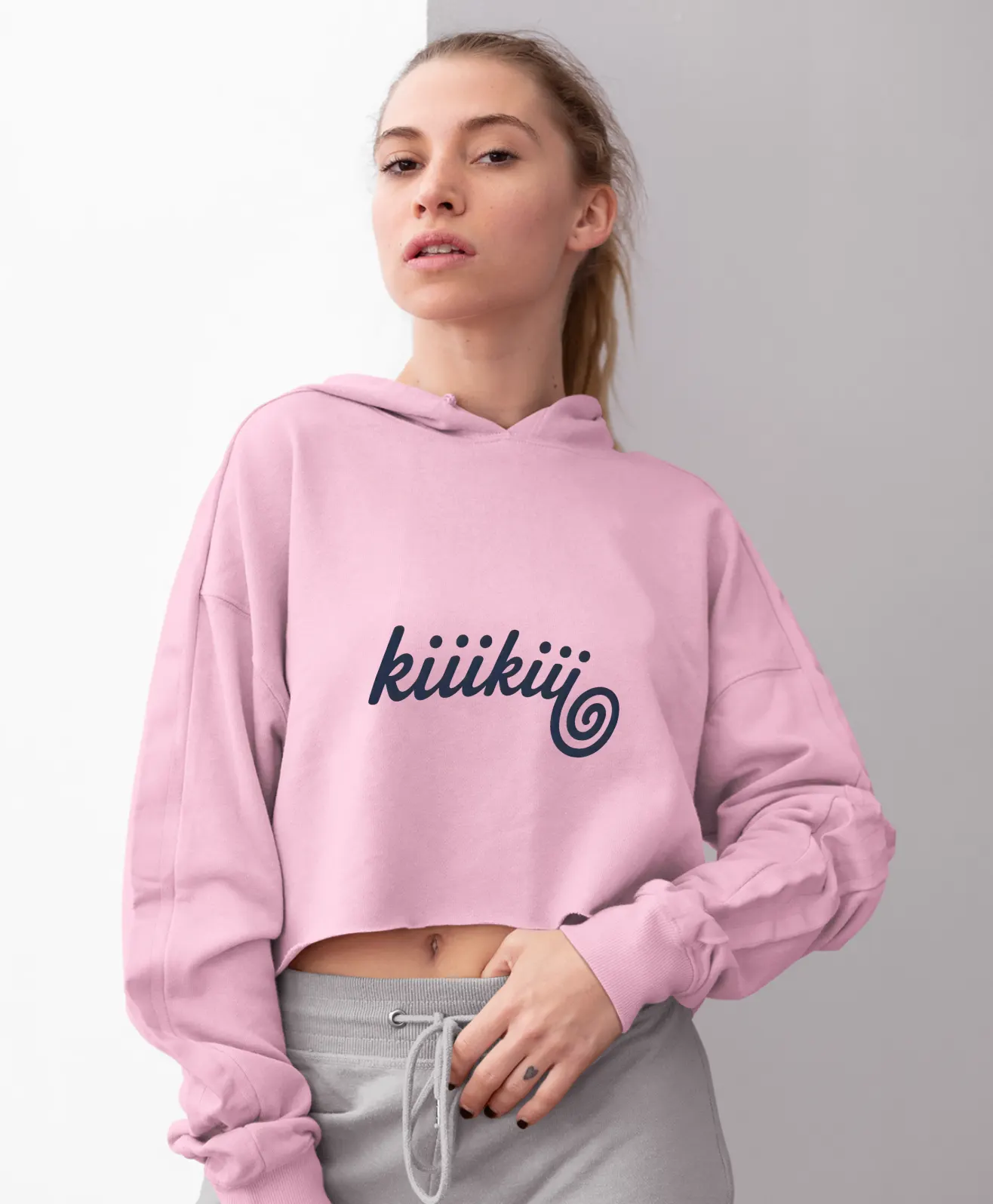 Kiiikiii Swirl Logo Cropped Hoodie