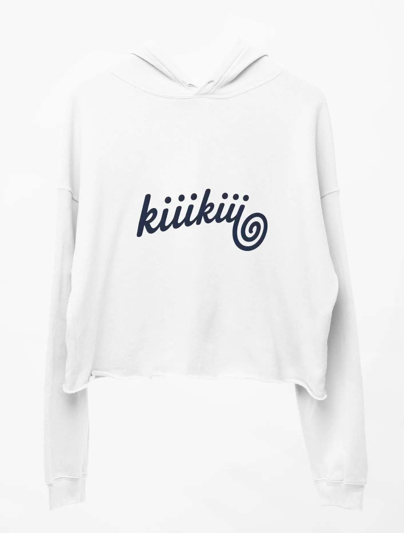 Kiiikiii Swirl Logo Cropped Hoodie - White